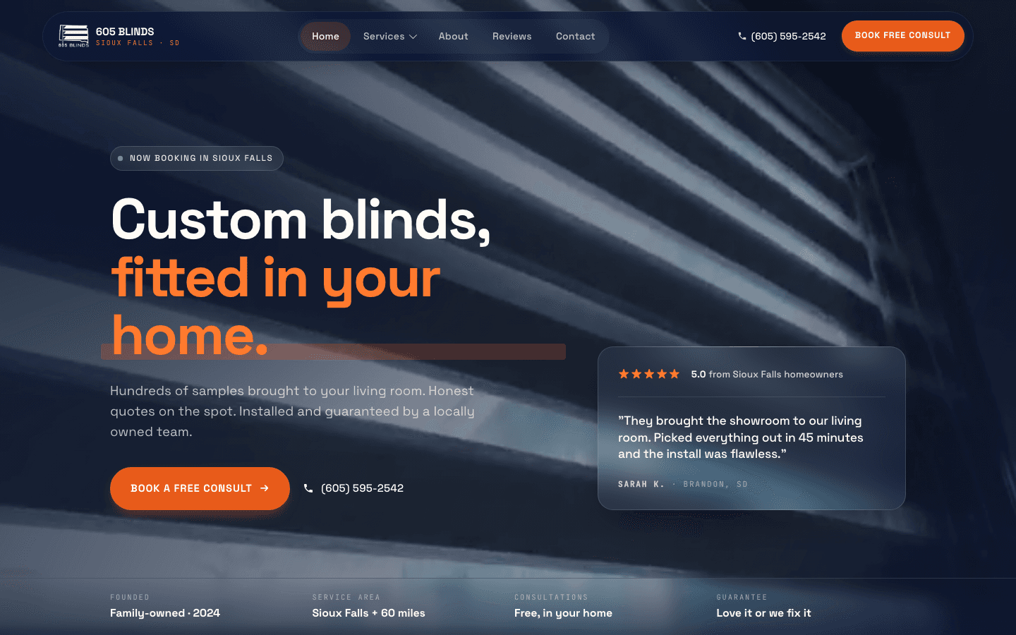 605 Blinds website built by Venbit