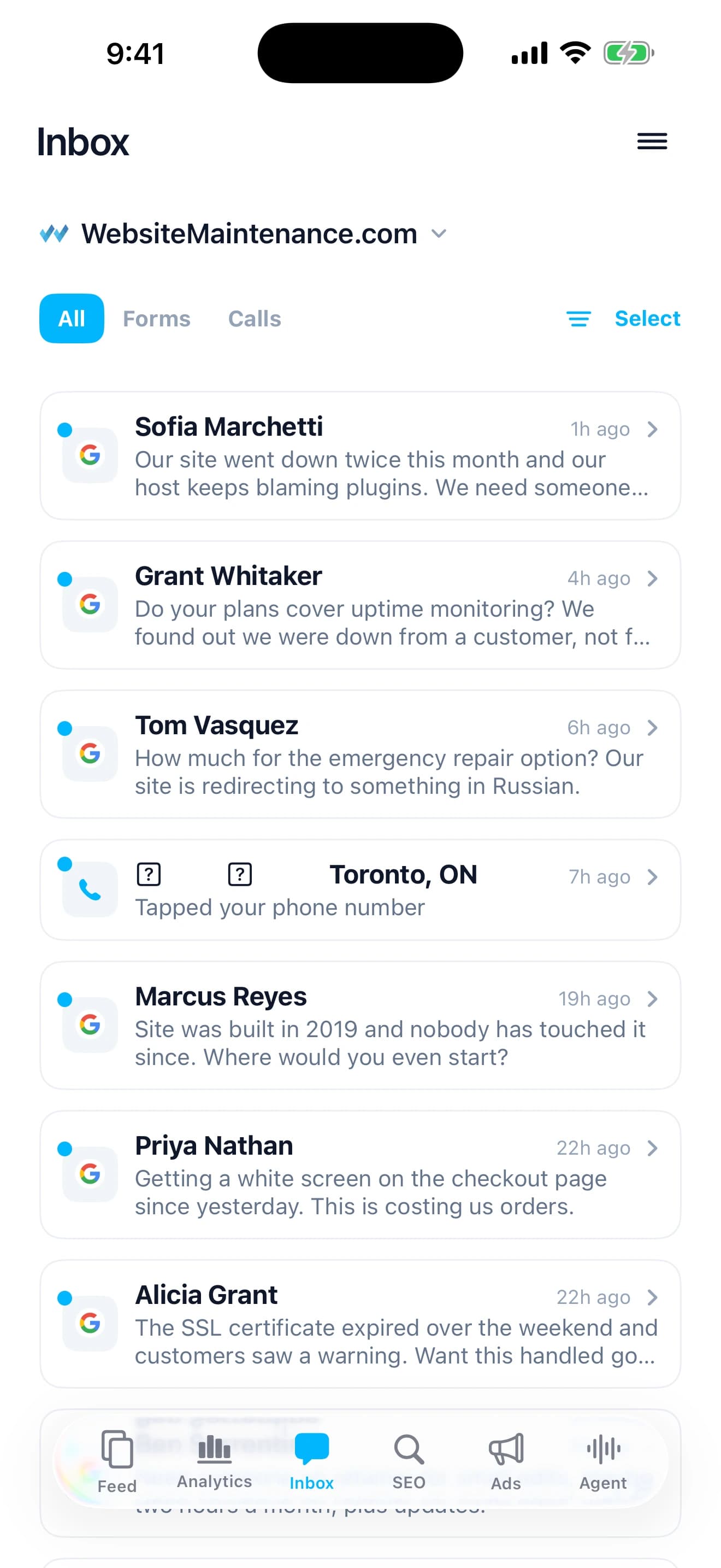The Inbox on iPhone: forms and phone taps with what each person needs