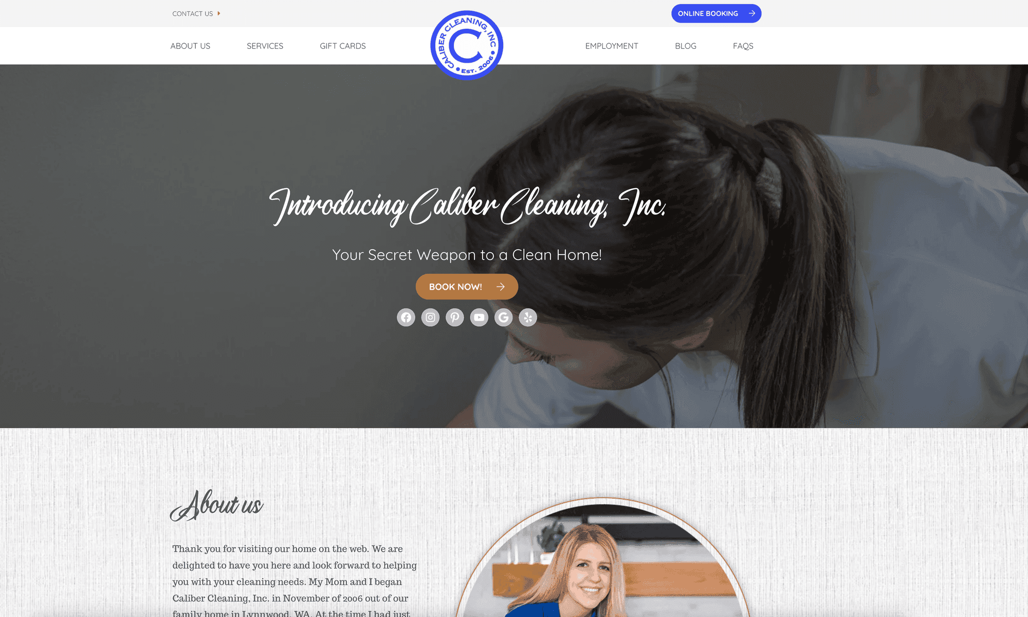 Caliber Cleaning website designed by Venbit
