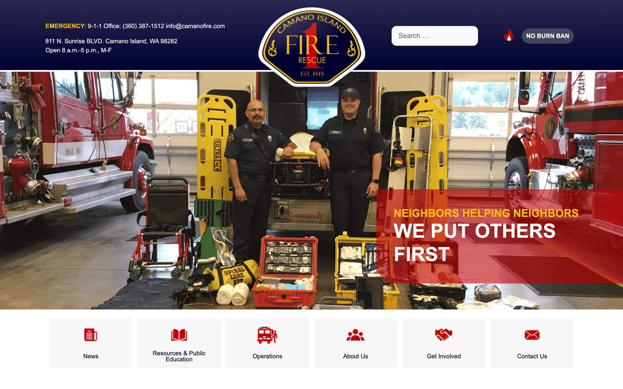 Camano Island Fire website designed by Venbit