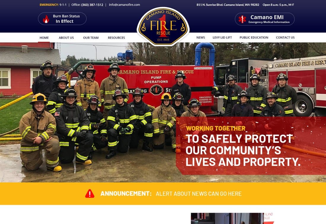 camanoislandfire.com website by Venbit