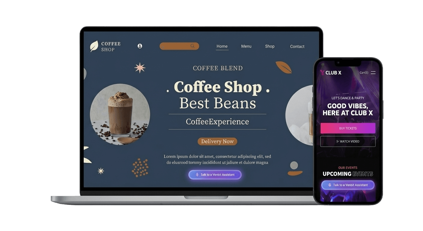 Venbit AI agent live on a website, on desktop and mobile