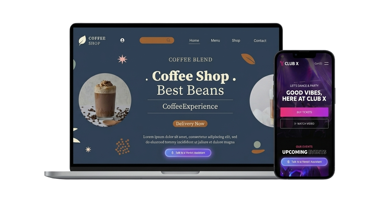 Venbit AI agent live on a website, on desktop and mobile
