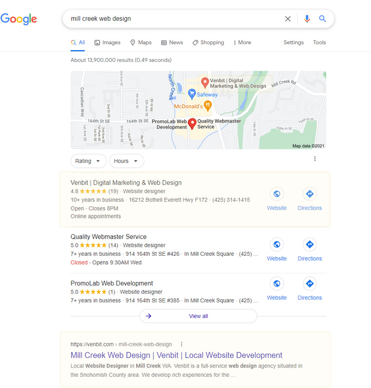 SEO Search Results Page